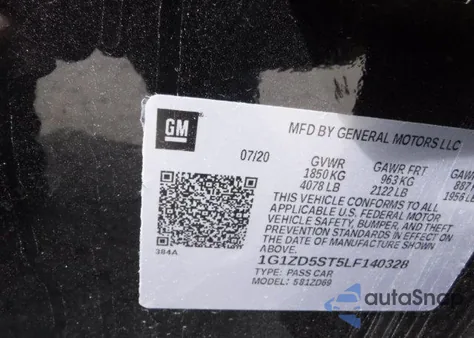 2020 Chevrolet Malibu Lt z USA, uszkodzony, nr VIN 1G1ZD5ST5LF140328